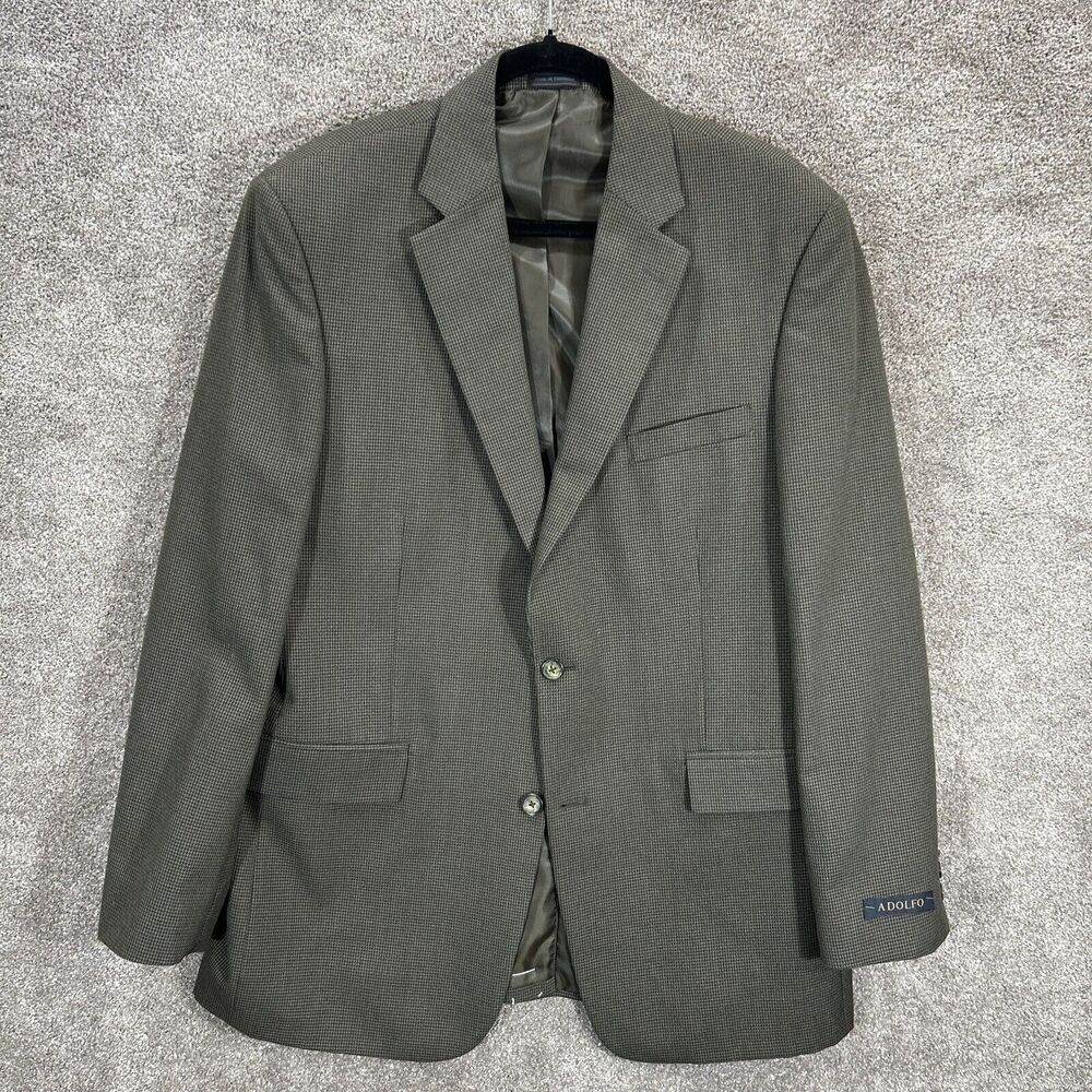 Adolfo Blazer Mens 42L Brown Sport Coat Career Office Dressy Casual